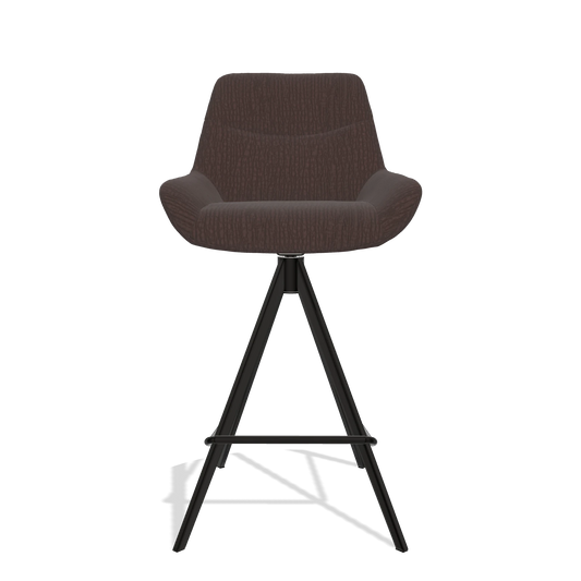 Barhocker Ferrara 6458 in Stoff Energy 34 (Schokobraun), Beine in Schwarz, Vorderansicht