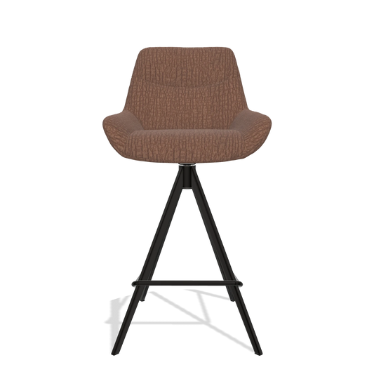 Barhocker Ferrara 6458 in Stoff Energy 96 (Braun), Beine in Schwarz, Vorderansicht