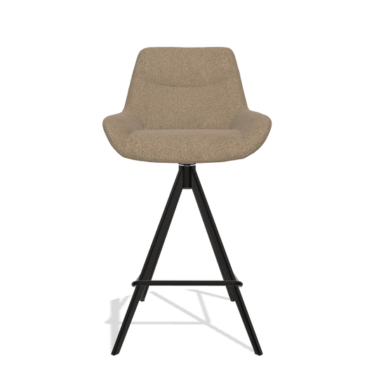 Barhocker Ferrara 6458 in Stoff Glory 13 (Taupe), Beine in Schwarz, Vorderansicht