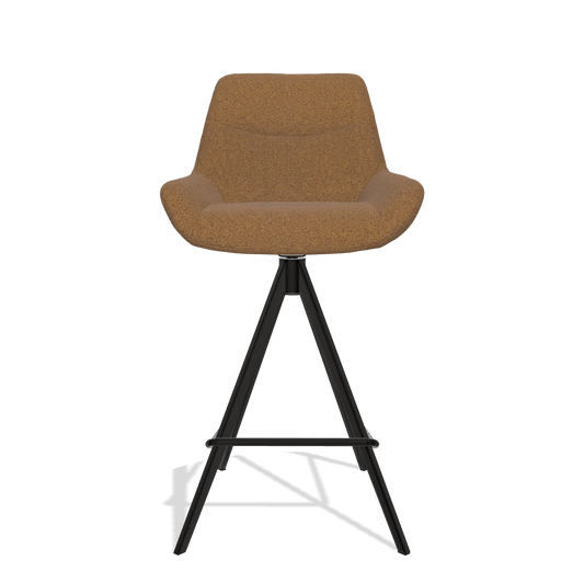 Barhocker Ferrara 6458 in Stoff Glory 16 (Braun), Beine in Schwarz, Vorderansicht