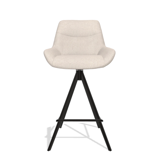 Barhocker Ferrara 6458 in Stoff Guard 01 (Hellgrau), Beine in Schwarz, Vorderansicht
