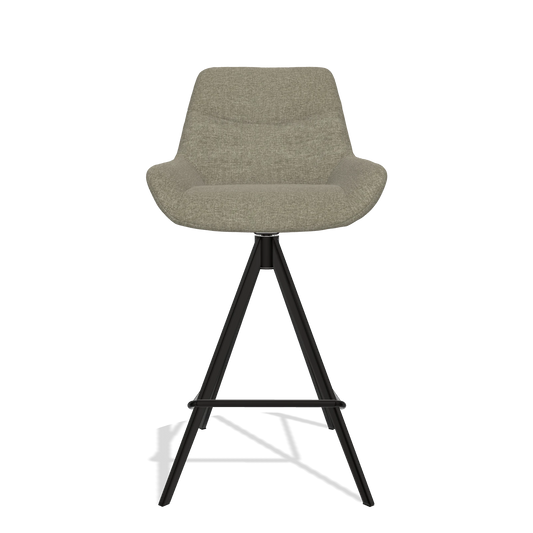 Barhocker Ferrara 6458 in Stoff Guard 193 (Taupe), Beine in Schwarz, Vorderansicht