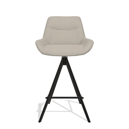 Bar Stool Ferrara 6458 in Leather B514 (light grey), black legs, front view