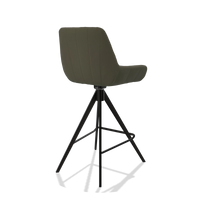 Bar Stool Ferrara 6458 in Leather B962 (dark grey), black legs, back angled view