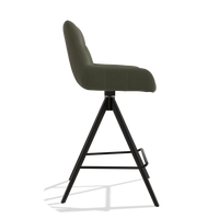 Bar Stool Ferrara 6458 in Leather B962 (dark grey), black legs, side view