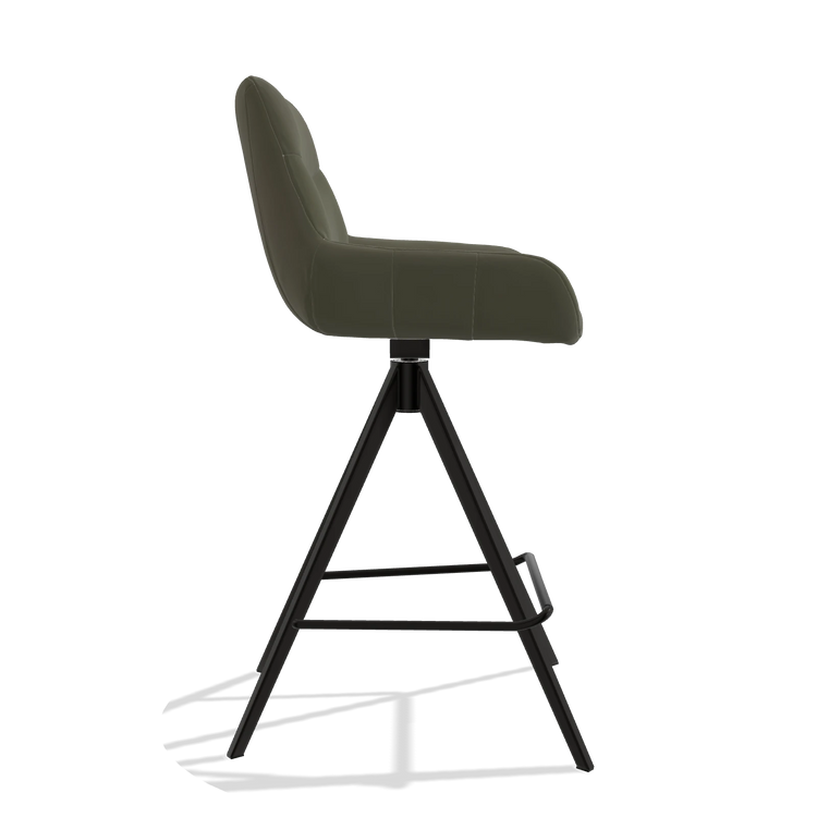 Bar Stool Ferrara 6458 in Leather B962 (dark grey), black legs, side view