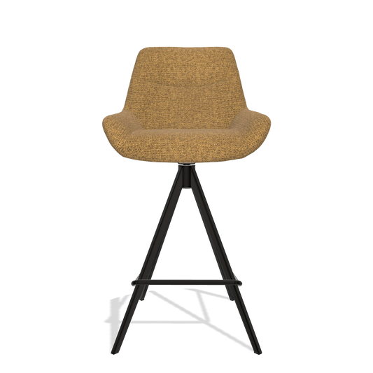 Sgabello da bar Ferrara 6458 in tessuto Mito 06 (cognac), gambe in nero, vista frontale