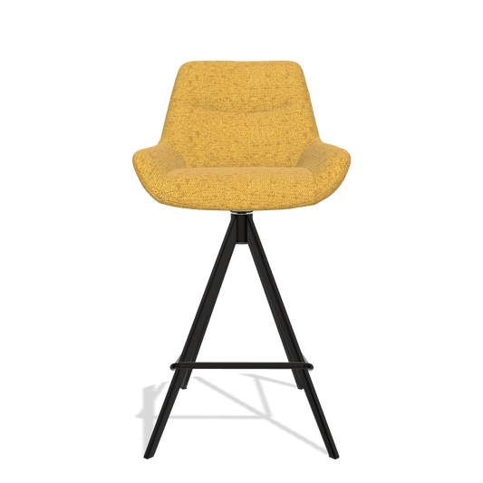 Barhocker Ferrara 6458 in Stoff Mito 132 (Ocker), Beine in Schwarz, Vorderansicht