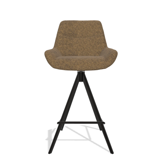 Sgabello da bar Ferrara 6458 in tessuto Mito 14 (marrone), gambe in nero, vista frontale