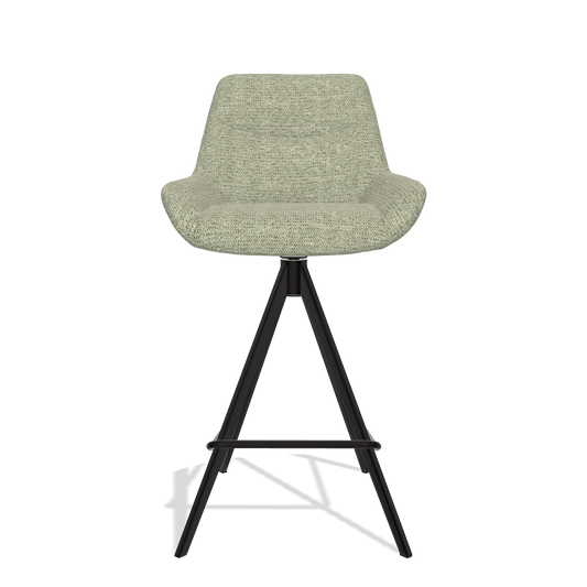 Sgabello da bar Ferrara 6458 in tessuto Mito 55 (verde salvia), gambe in nero, vista frontale