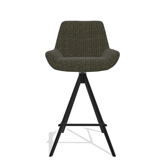 Barhocker Ferrara 6458 in Stoff Niagara 502 (Schwarz), Beine in Schwarz, Vorderansicht