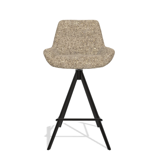 Barhocker Ferrara 6458 in Stoff Oasis 176 (Taupe), Beine in Schwarz, Vorderansicht
