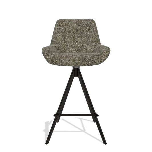 Barhocker Ferrara 6458 in Stoff Oasis 88 (Braun), Beine in Schwarz, Vorderansicht