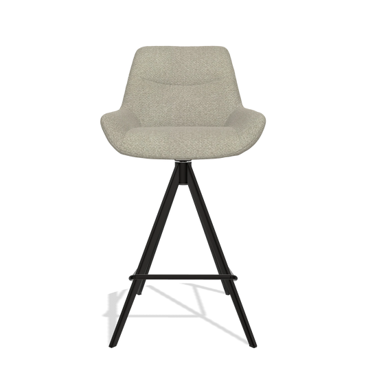 Barhocker Ferrara 6458 in Stoff Rhythm 05 (Greige), Beine in Schwarz, Vorderansicht