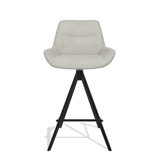 Barhocker Ferrara 6458 in Stoff Rhythm 101 (Greige), Beine in Schwarz, Vorderansicht