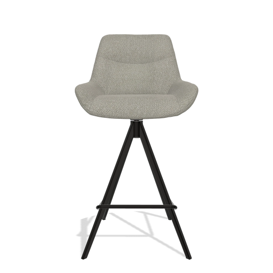 Barhocker Ferrara 6458 in Stoff Rhythm 84 (Grau), Beine in Schwarz, Vorderansicht