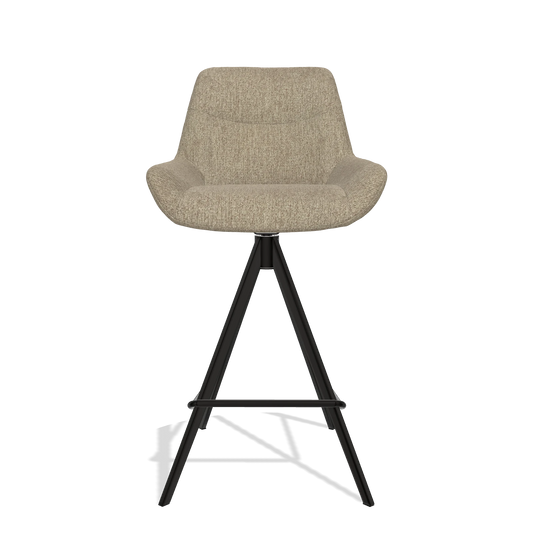 Barhocker Ferrara 6458 in Stoff San Remo 101 (Taupe), Beine in Schwarz, Vorderansicht