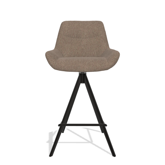 Barhocker Ferrara 6458 in Stoff San Remo 201 (Oliv), Beine in Schwarz, Vorderansicht