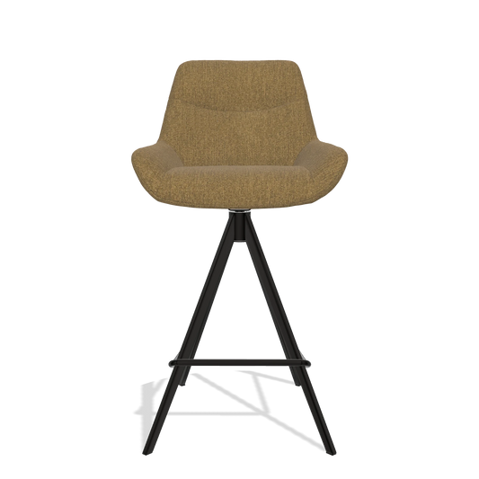 Barhocker Ferrara 6458 in Stoff San Remo 401 (Oliv), Beine in Schwarz, Vorderansicht