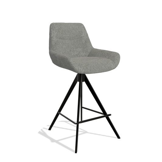 Barhocker Ferrara 6458 in Stoff San Remo 802 (Taupe), Beine in Schwarz, Schrägansicht
