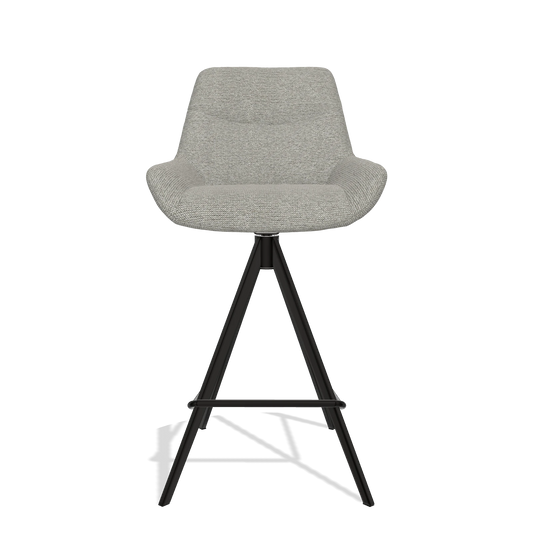 Barhocker Ferrara 6458 in Stoff Sneak 01 (Grau), Beine in Schwarz, Vorderansicht