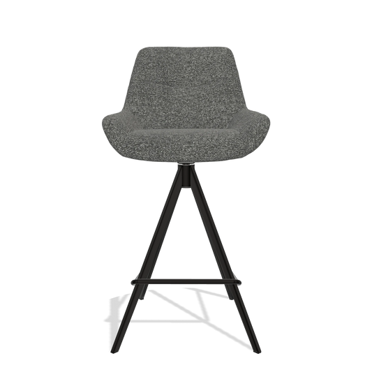 Barhocker Ferrara 6458 in Stoff Sneak 65 (Dunkelgrau), Beine in Schwarz, Vorderansicht