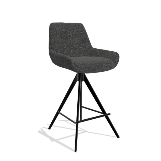 Barhocker Ferrara 6458 in Stoff Sneak 67 (Schwarz), Beine in Schwarz, Schrägansicht