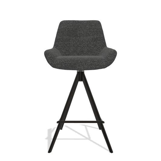 Barhocker Ferrara 6458 in Stoff Sneak 67 (Schwarz), Beine in Schwarz, Vorderansicht
