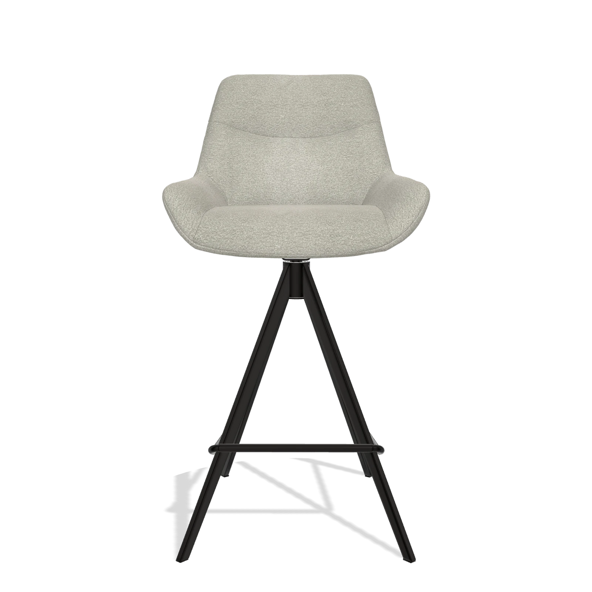 Bar Stool Ferrara 6458 in Stella 01 fabric (greige), black legs, front view
