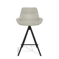 Bar Stool Ferrara 6458 in Stella 01 fabric (greige), black legs, front view