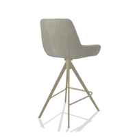 Bar Stool Ferrara 6458 in Stella 01 fabric (greige), champagne legs, back angled view