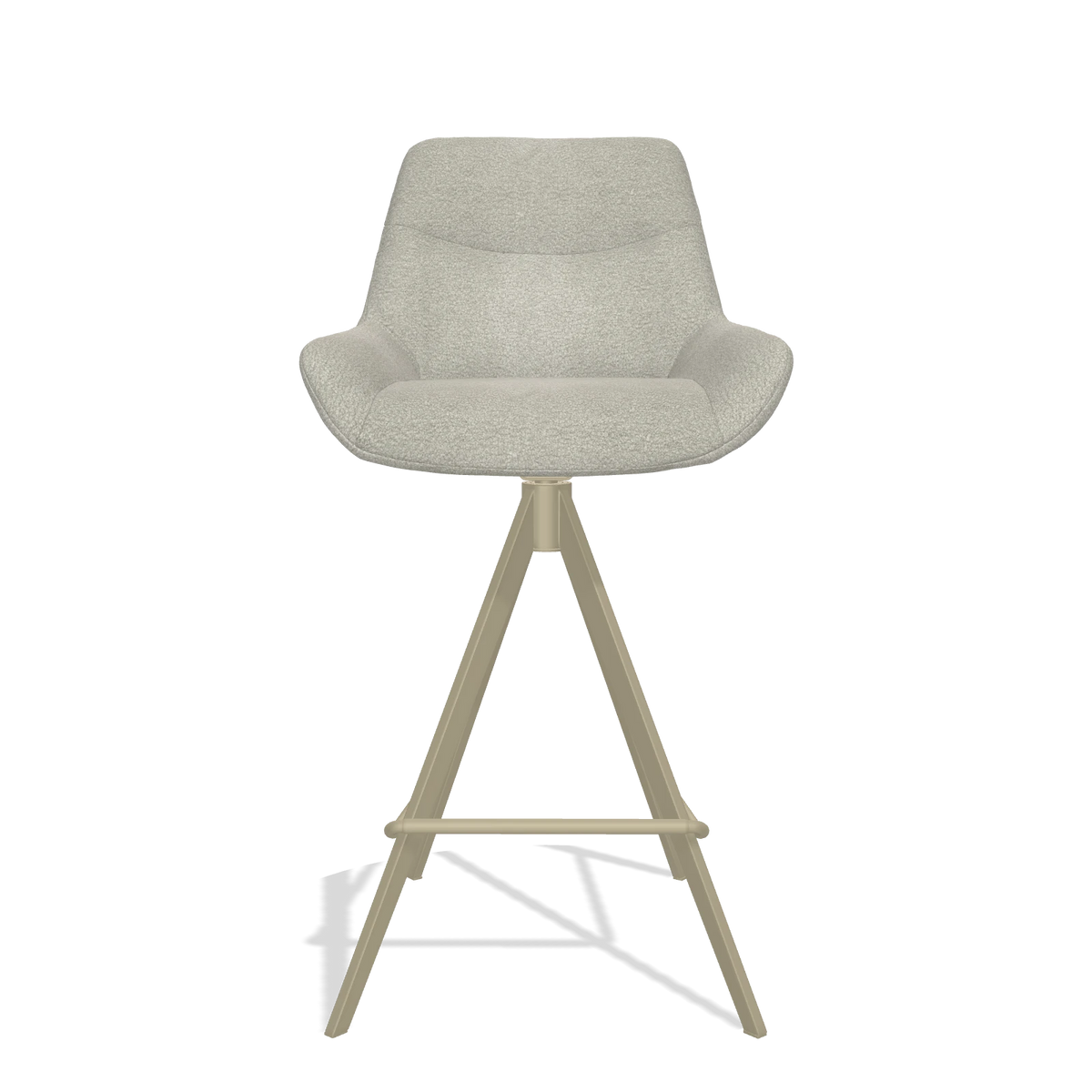 Bar Stool Ferrara 6458 in Stella 01 fabric (greige), champagne legs, front view