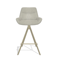 Bar Stool Ferrara 6458 in Stella 01 fabric (greige), champagne legs, front view