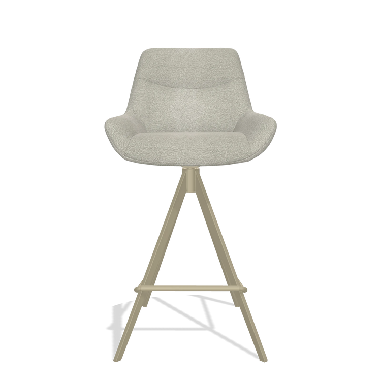 Bar Stool Ferrara 6458 in Stella 01 fabric (greige), champagne legs, front view