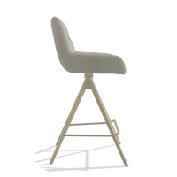 Bar Stool Ferrara 6458 in Stella 01 fabric (greige), champagne legs, side view