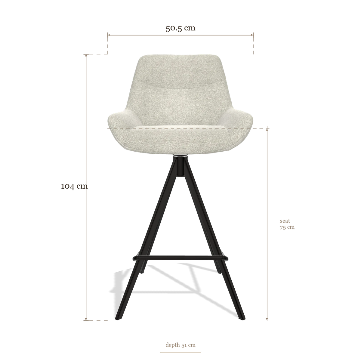 Bar Stool Ferrara 6458, dimensions 50.5 x 51 x 104 cm