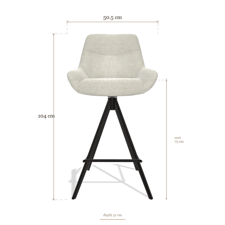 Bar Stool Ferrara 6458, dimensions 50.5 x 51 x 104 cm