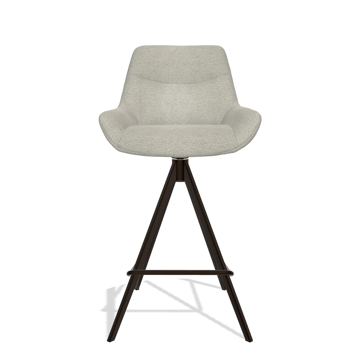 Bar Stool Ferrara 6458 in Stella 01 fabric (greige), espresso legs, front view