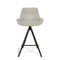 Bar Stool Ferrara 6458 in Stella 01 fabric (greige), espresso legs, front view
