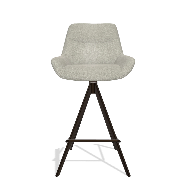 Bar Stool Ferrara 6458 in Stella 01 fabric (greige), espresso legs, front view