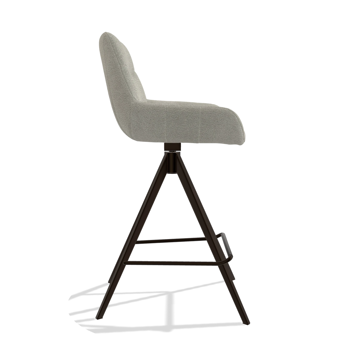 Bar Stool Ferrara 6458 in Stella 01 fabric (greige), espresso legs, side view