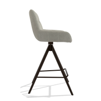 Bar Stool Ferrara 6458 in Stella 01 fabric (greige), espresso legs, side view