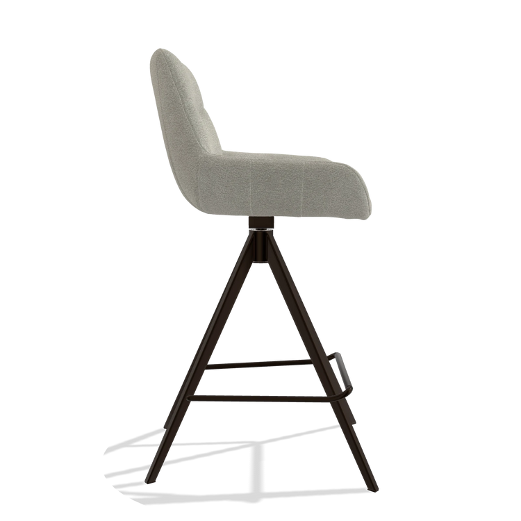 Bar Stool Ferrara 6458 in Stella 01 fabric (greige), espresso legs, side view