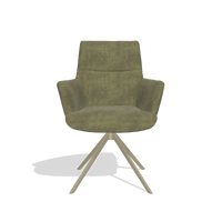 Dining Chair with Armrests Flavia 6694 in Adore 59 fabric (olive), champagne swivel base, front view