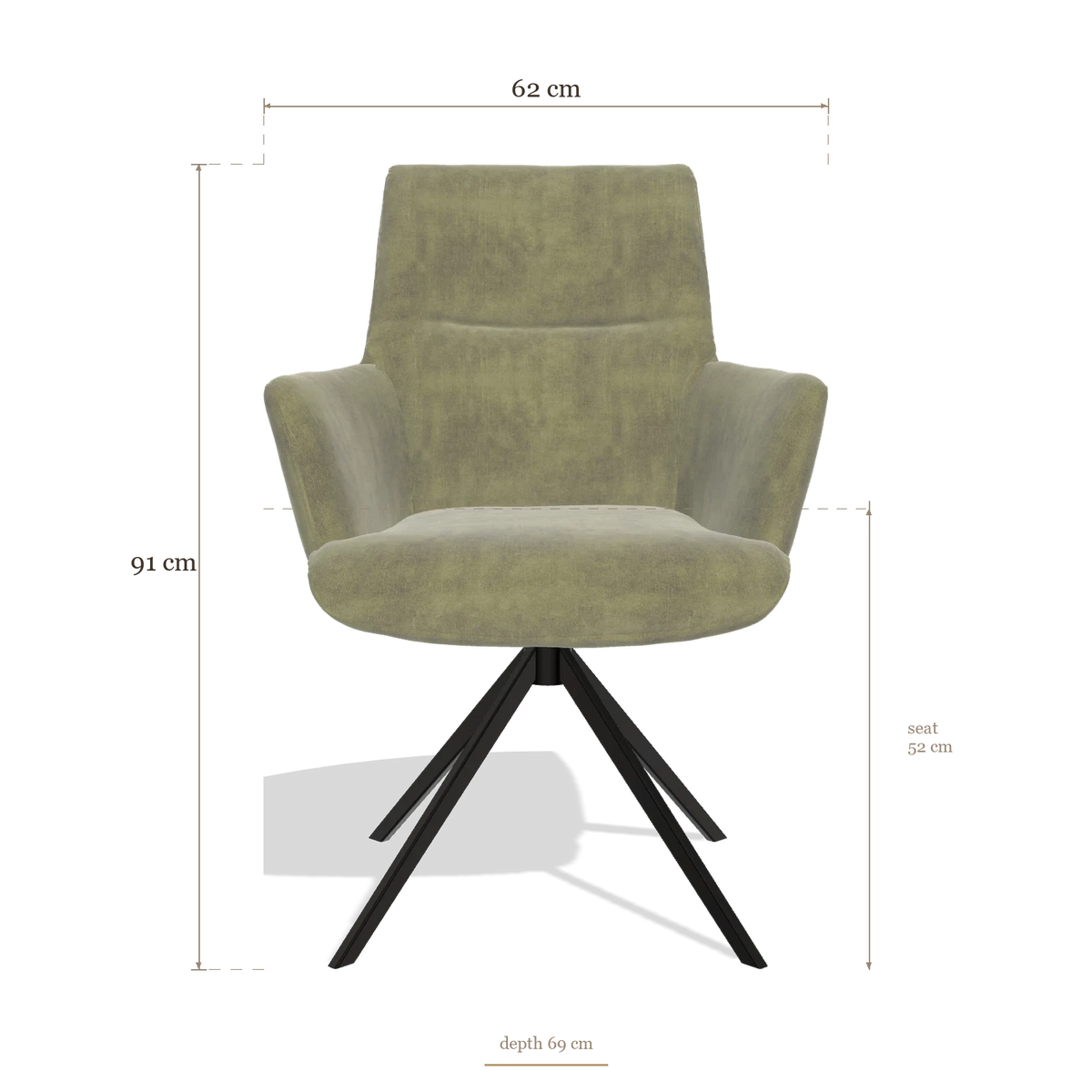 Dining Chair with Armrests Flavia 6694, dimensions 62 x 69 x 91 cm