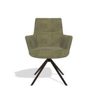 Dining Chair with Armrests Flavia 6694 in Adore 59 fabric (olive), espresso swivel base, front view