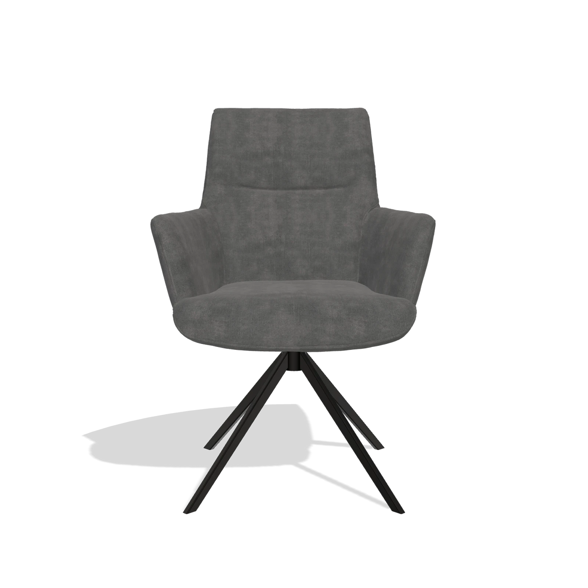 Dining Chair with Armrests Flavia 6694 in Adore 68 fabric (dark grey), black swivel base, front view