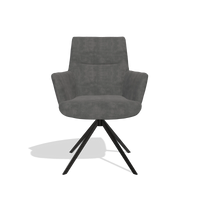 Dining Chair with Armrests Flavia 6694 in Adore 68 fabric (dark grey), black swivel base, front view