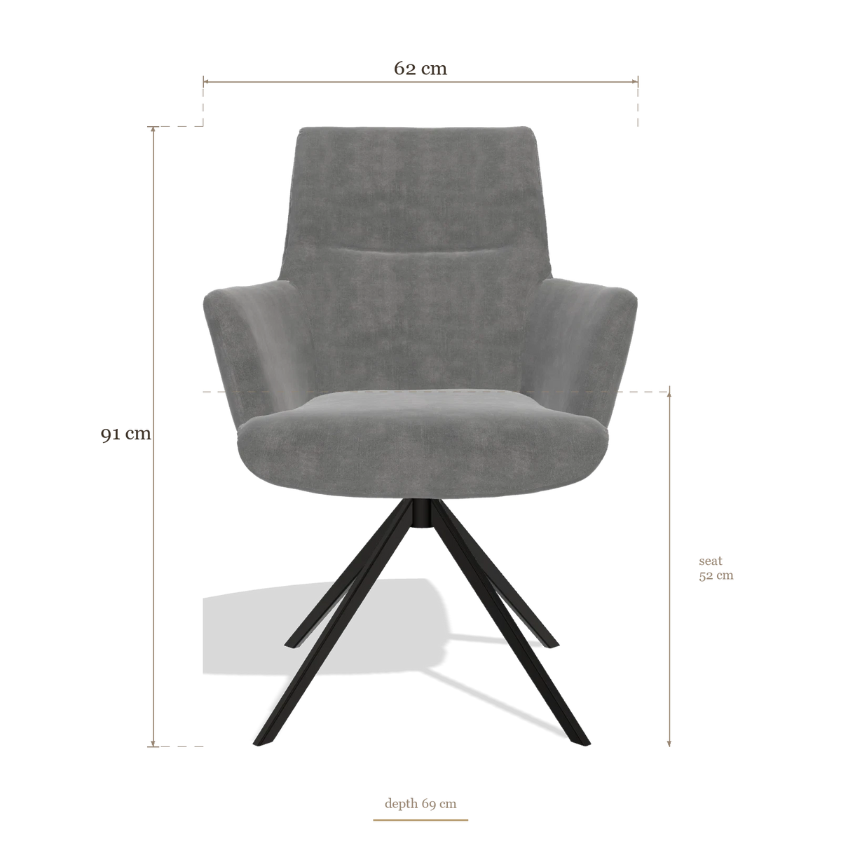 Dining Chair with Armrests Flavia 6694, dimensions 62 x 69 x 91 cm