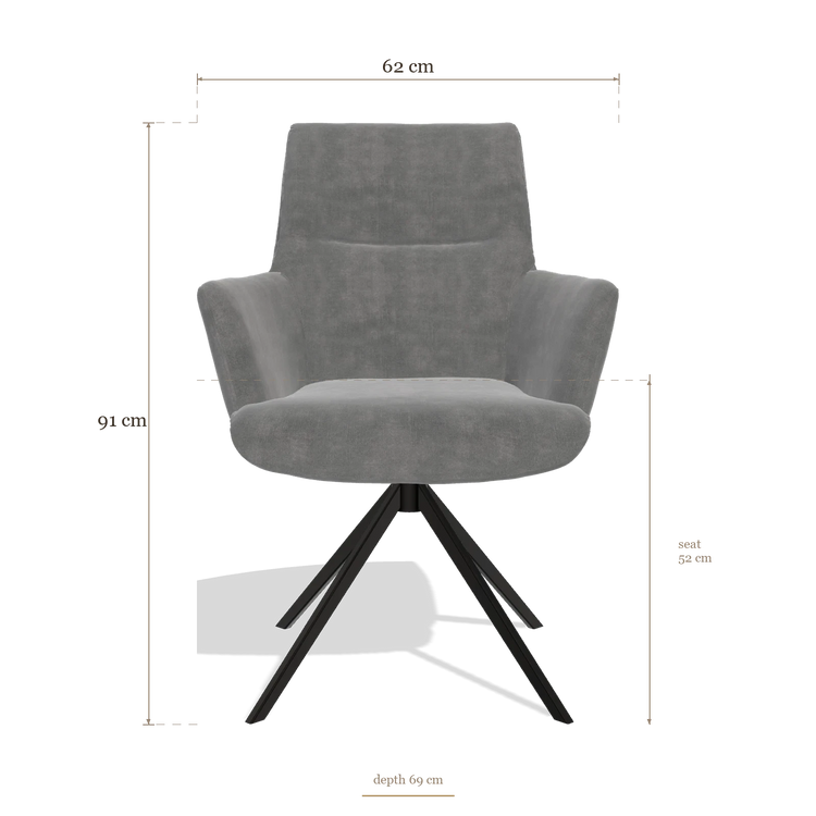 Dining Chair with Armrests Flavia 6694, dimensions 62 x 69 x 91 cm